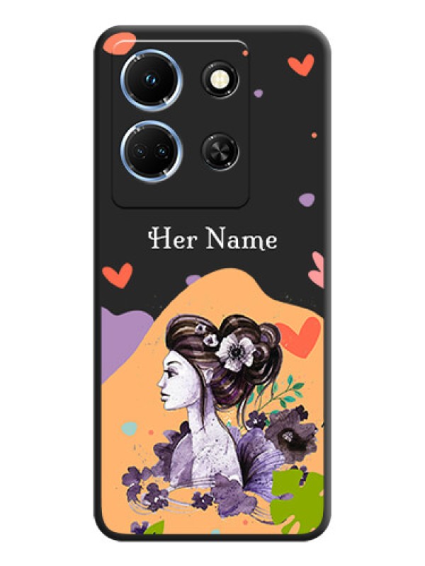 Custom Namecase For Her With Fancy Lady Image On Space Black Personalized Soft Matte Phone Covers - Infinix Note 30 5G