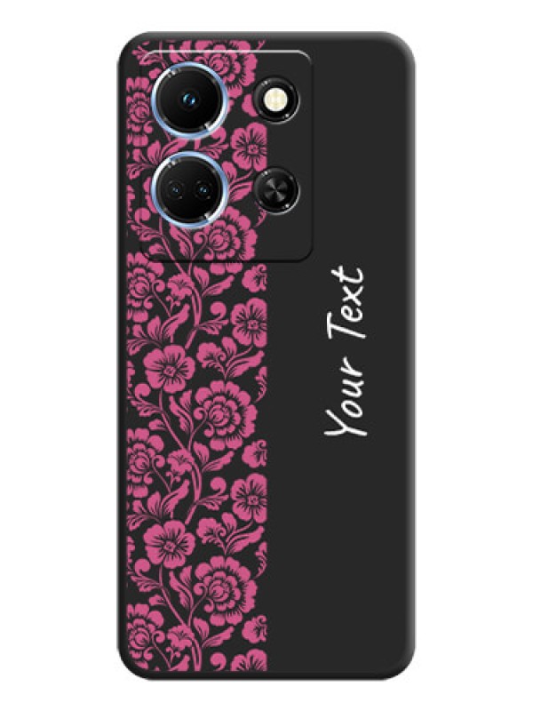 Custom Pink Floral Pattern Design With Custom Text On Space Black Personalized Soft Matte Phone Covers - Infinix Note 30 5G
