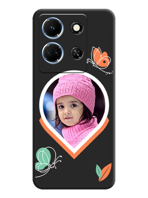 Custom Upload Pic With Simple Butterly Design On Space Black Personalized Soft Matte Phone Covers - Infinix Note 30 5G