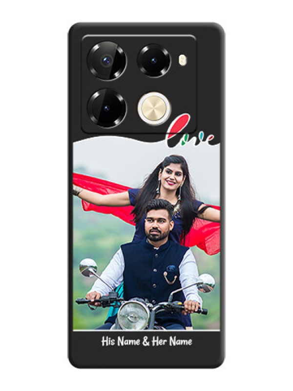 Custom Fall in Love Pattern with Picture on Photo On Space Black Custom Soft Matte Mobile Back Cover - Infinix Note 40 Pro 5G