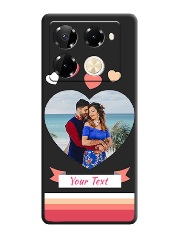 Custom Love Shaped Photo with Colorful Stripes On Space Black Custom Soft Matte Mobile Back Cover - Infinix Note 40 Pro 5G