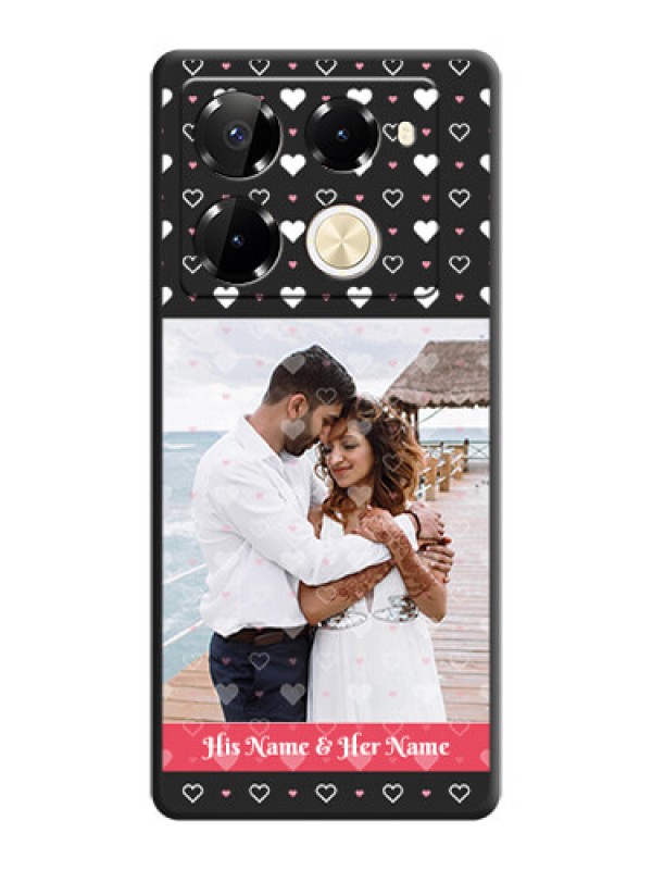 Custom White Color Love Symbols with Text Design on Photo On Space Black Custom Soft Matte Mobile Back Cover - Infinix Note 40 Pro 5G