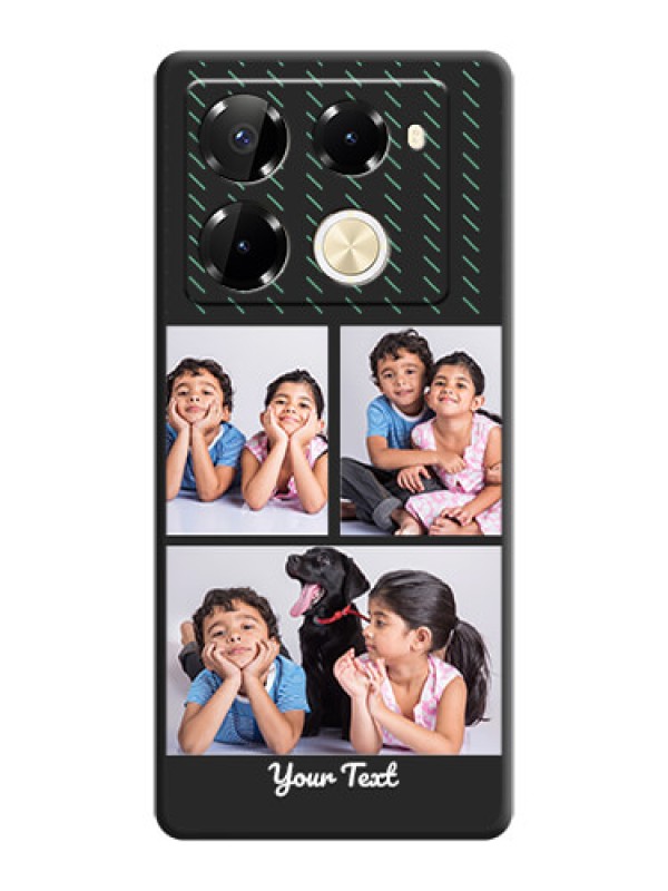 Custom Cross Dotted Pattern with 2 Image Holder On Space Black Custom Soft Matte Mobile Back Cover - Infinix Note 40 Pro 5G