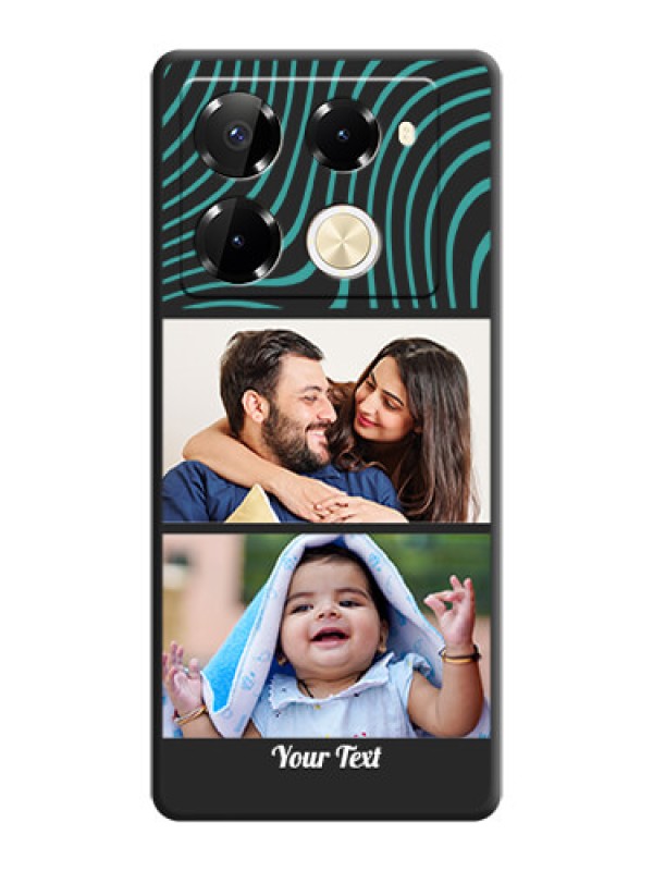 Custom Wave Pattern with 2 Image Holder On Space Black Custom Soft Matte Mobile Back Cover - Infinix Note 40 Pro 5G