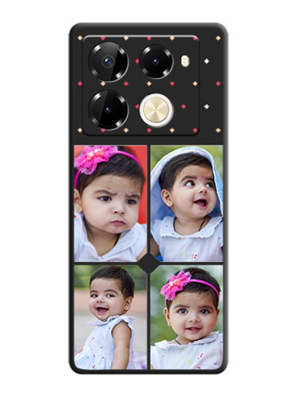 Custom Multicolor Dotted Pattern with 4 Image Holder On Space Black Custom Soft Matte Mobile Back Cover - Infinix Note 40 Pro 5G