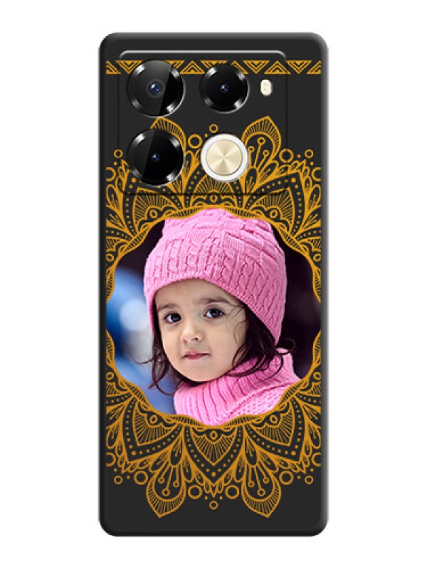 Custom Round Image with Floral Design On Space Black Custom Soft Matte Mobile Back Cover - Infinix Note 40 Pro 5G