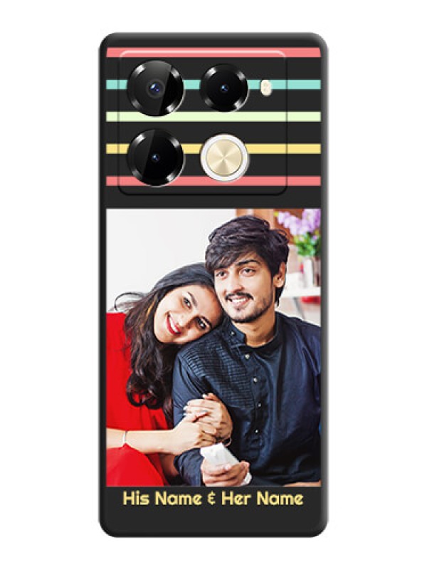 Custom Color Stripes with Photo and Text on Photo On Space Black Custom Soft Matte Mobile Back Cover - Infinix Note 40 Pro 5G