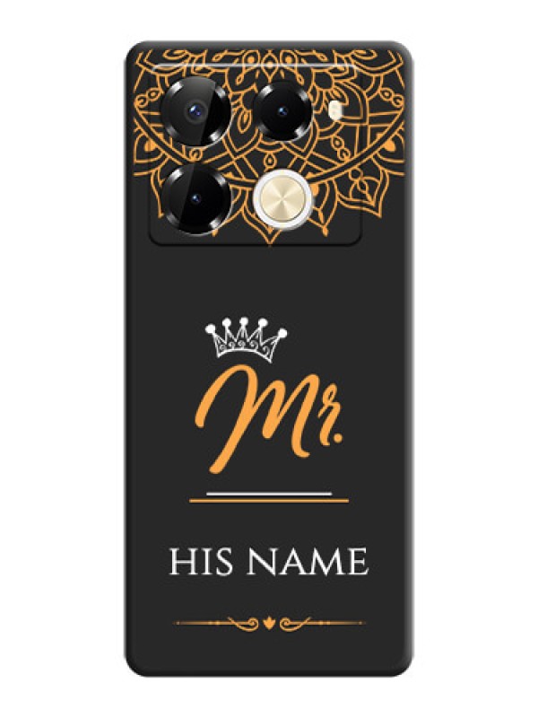 Custom Mr Name with Floral Design On Space Black Custom Soft Matte Mobile Back Cover - Infinix Note 40 Pro 5G