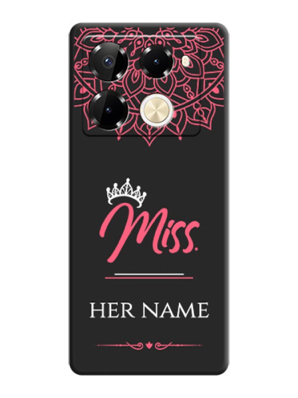 Custom Mrs Name with Floral Design On Space Black Custom Soft Matte Mobile Back Cover - Infinix Note 40 Pro 5G