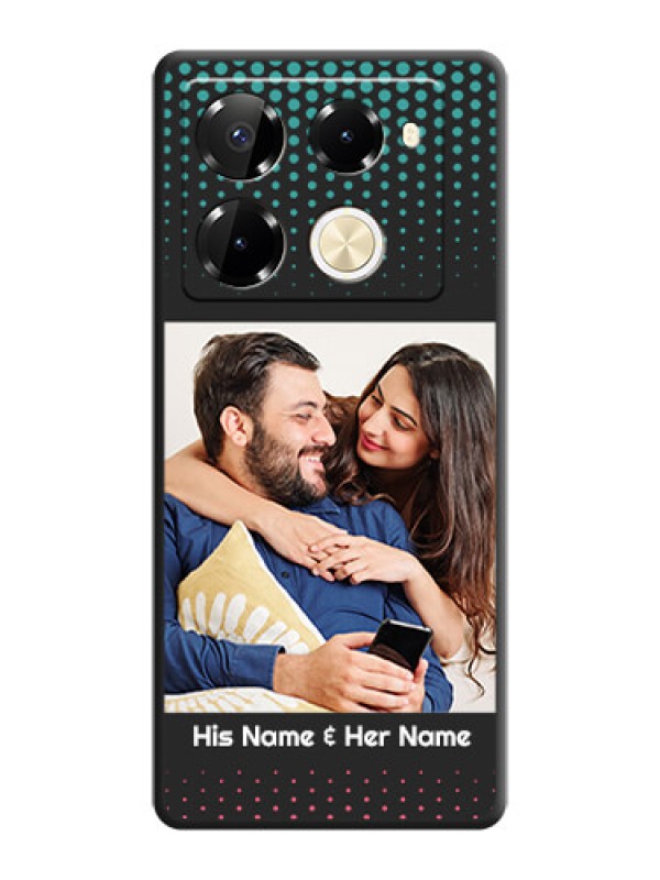 Custom Faded Dots with Grunge Photo Frame and Text On Space Black Custom Soft Matte Mobile Back Cover - Infinix Note 40 Pro 5G