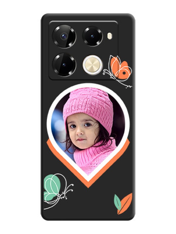 Custom Upload Pic With Simple Butterly Design On Space Black Custom Soft Matte Mobile Back Cover - Infinix Note 40 Pro 5G