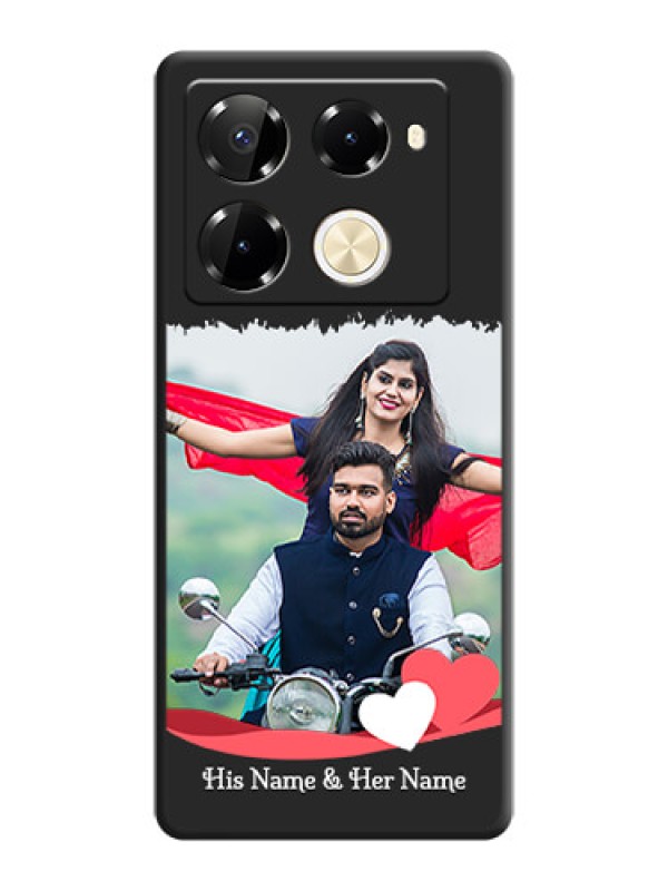 Custom Pin Color Love Shaped Ribbon Design with Text On Space Black Custom Soft Matte Mobile Back Cover - Infinix Note 40 Pro Plus 5G