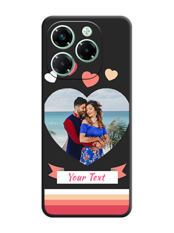 Custom Love Shaped Photo with Colorful Stripes On Space Black Custom Soft Matte Mobile Back Cover - Infinix Note 40X 5G