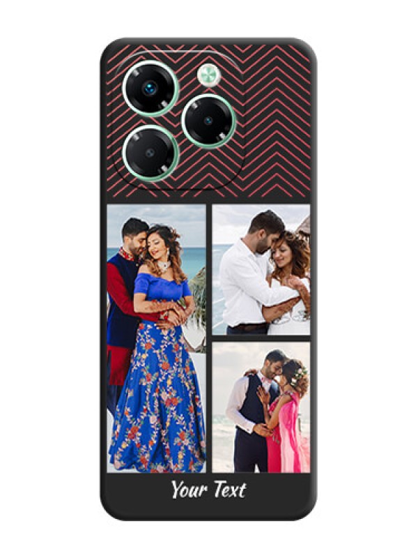 Custom Wave Pattern with 3 Image Holder On Space Black Custom Soft Matte Mobile Back Cover - Infinix Note 40X 5G