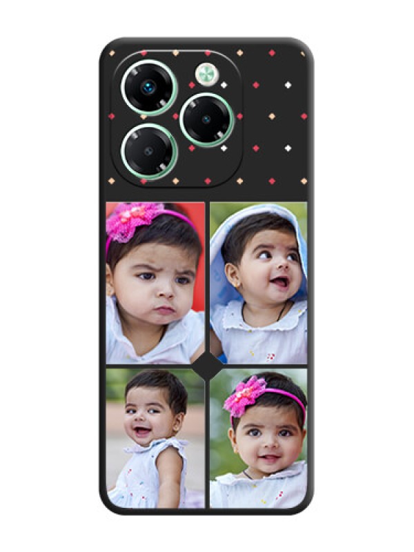 Custom Multicolor Dotted Pattern with 4 Image Holder On Space Black Custom Soft Matte Mobile Back Cover - Infinix Note 40X 5G