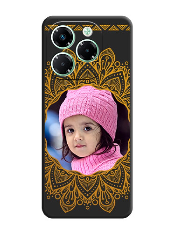 Custom Round Image with Floral Design On Space Black Custom Soft Matte Mobile Back Cover - Infinix Note 40X 5G