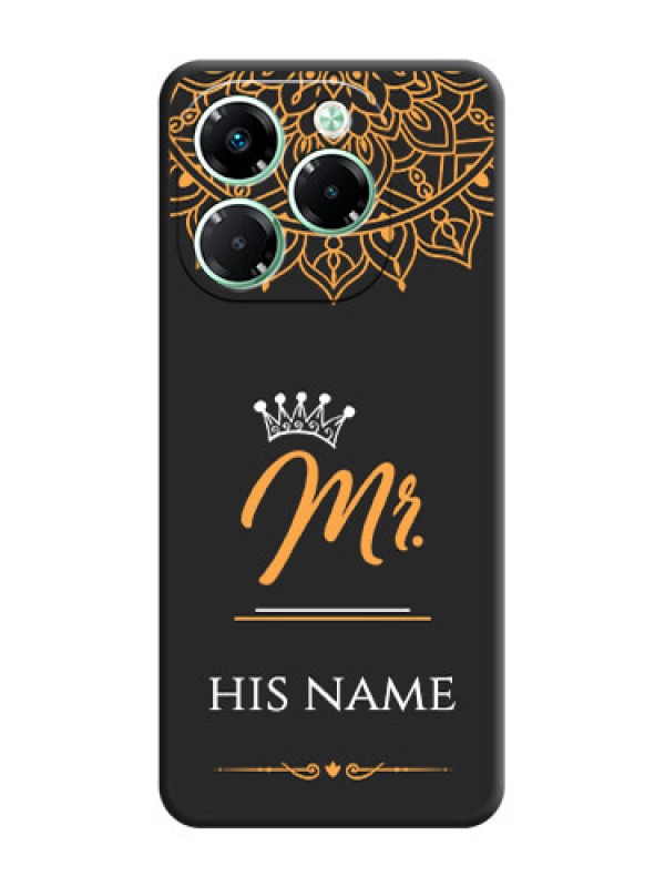 Custom Mr Name with Floral Design On Space Black Custom Soft Matte Mobile Back Cover - Infinix Note 40X 5G