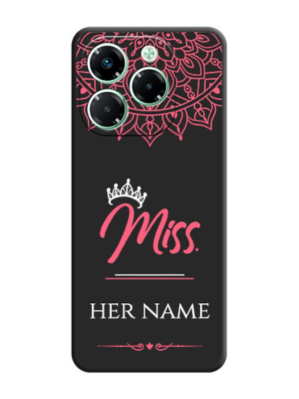 Custom Mrs Name with Floral Design On Space Black Custom Soft Matte Mobile Back Cover - Infinix Note 40X 5G