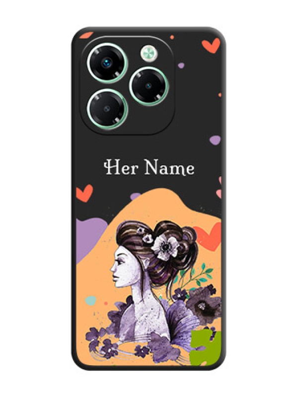 Custom Namecase For Her With Fancy Lady Image On Space Black Custom Soft Matte Mobile Back Cover - Infinix Note 40X 5G