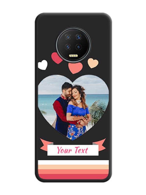Custom Love Shaped Photo with Colorful Stripes on Personalised Space Black Soft Matte Cases - Infinix Note 7