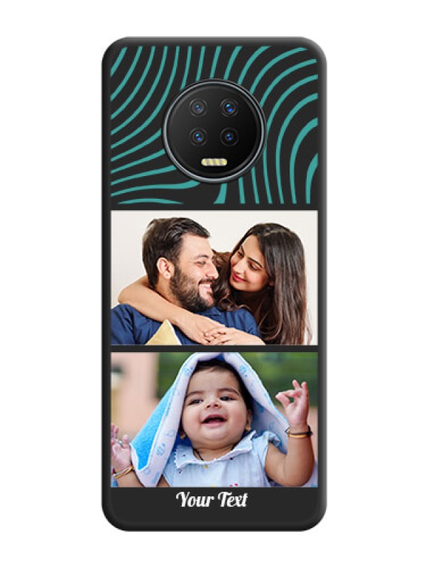 Custom Wave Pattern with 2 Image Holder on Space Black Personalized Soft Matte Phone Covers - Infinix Note 7