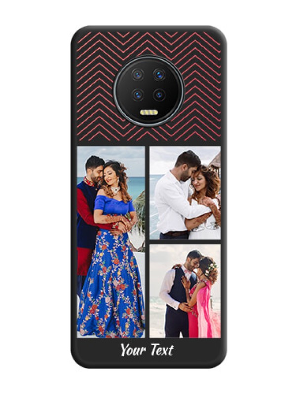 Custom Wave Pattern with 3 Image Holder on Space Black Custom Soft Matte Back Cover - Infinix Note 7