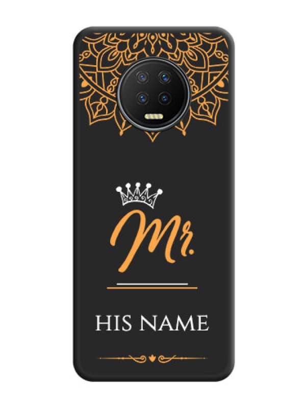 Custom Mr Name with Floral Design  on Personalised Space Black Soft Matte Cases - Infinix Note 7