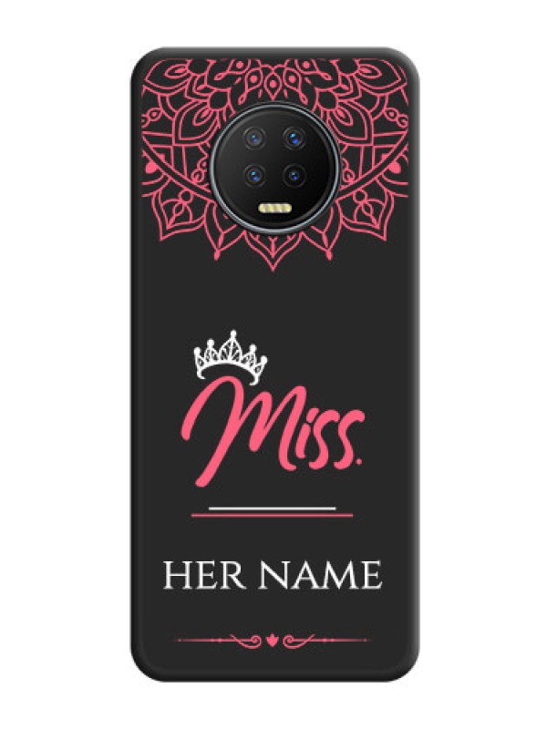 Custom Mrs Name with Floral Design on Space Black Personalized Soft Matte Phone Covers - Infinix Note 7