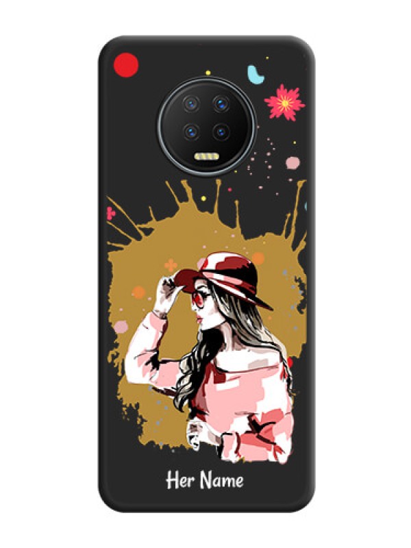 Custom Mordern Lady With Color Splash Background With Custom Text On Space Black Personalized Soft Matte Phone Covers -Infinix Note 7