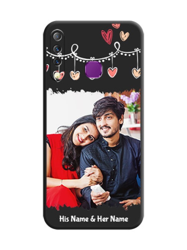 Custom Pink Love Hangings with Name On Space Black Custom Soft Matte Mobile Back Cover - Infinix S4