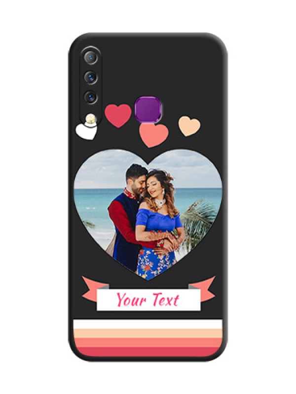 Custom Love Shaped Photo with Colorful Stripes On Space Black Custom Soft Matte Mobile Back Cover - Infinix S4