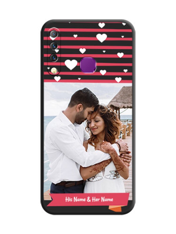 Custom White Color Love Symbols with Pink Lines Pattern On Space Black Custom Soft Matte Mobile Back Cover - Infinix S4