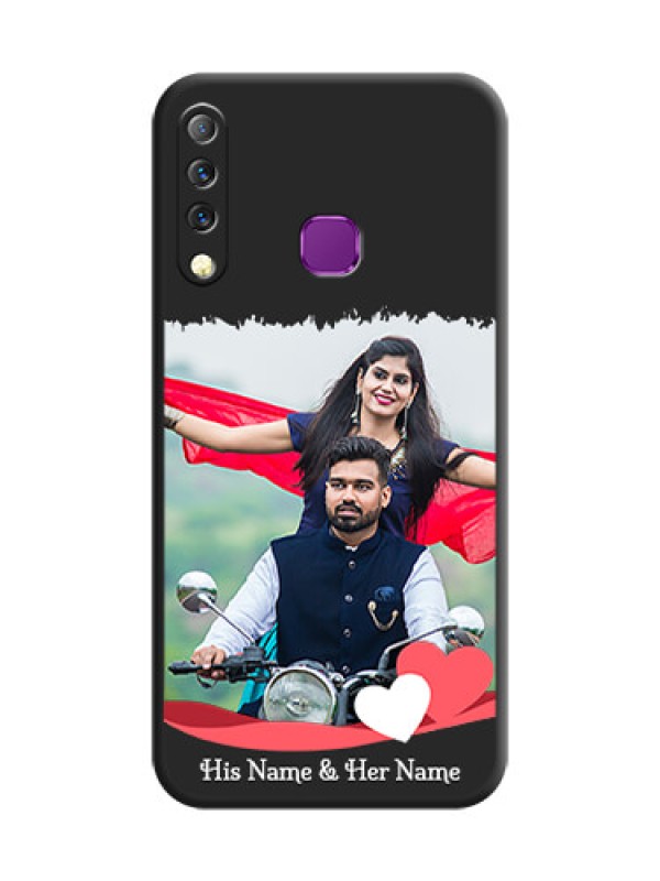 Custom Pin Color Love Shaped Ribbon Design with Text On Space Black Custom Soft Matte Mobile Back Cover - Infinix S4