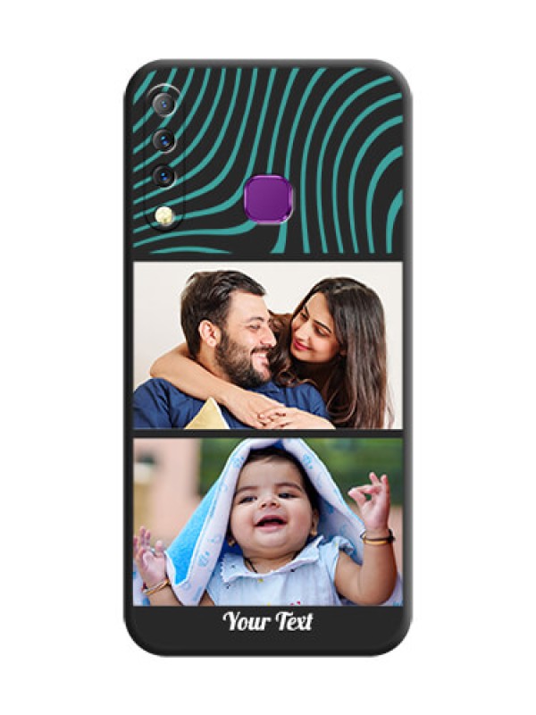 Custom Wave Pattern with 2 Image Holder On Space Black Custom Soft Matte Mobile Back Cover - Infinix S4