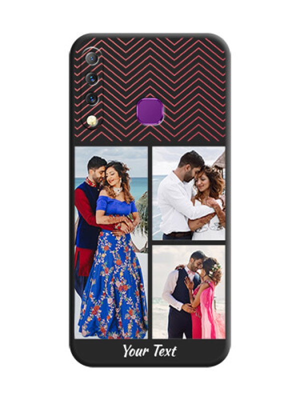 Custom Wave Pattern with 3 Image Holder On Space Black Custom Soft Matte Mobile Back Cover - Infinix S4