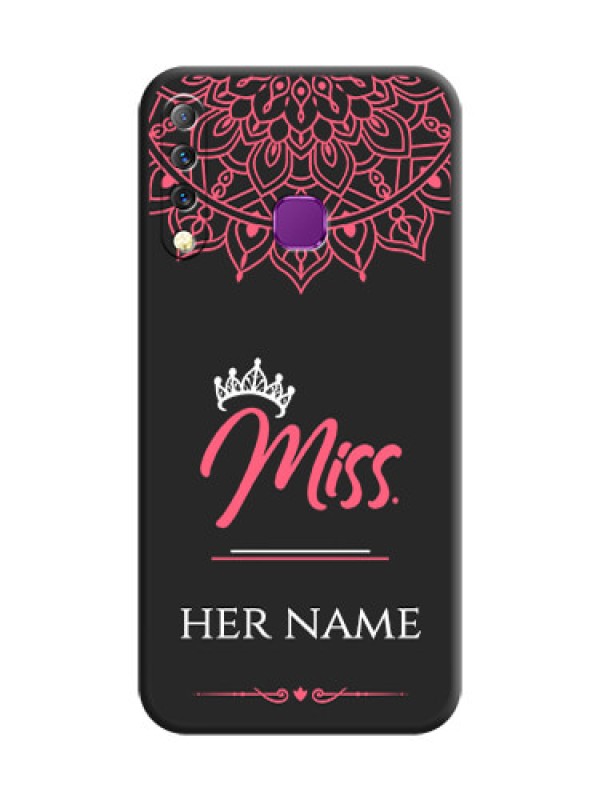 Custom Mrs Name with Floral Design On Space Black Custom Soft Matte Mobile Back Cover - Infinix S4