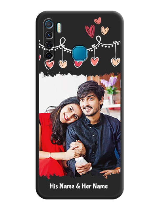 Custom Pink Love Hangings with Name on Space Black Custom Soft Matte Phone Cases - Infinix S5 Lite