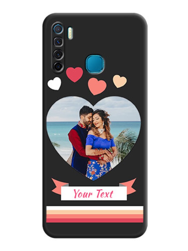 Custom Love Shaped Photo with Colorful Stripes on Personalised Space Black Soft Matte Cases - Infinix S5 Lite