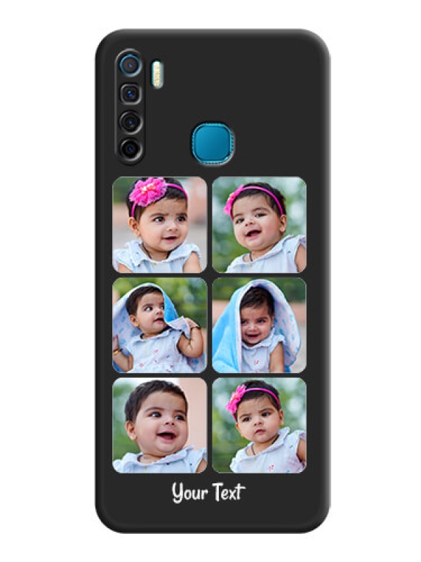 Custom Floral Art with 6 Image Holder on Photo on Space Black Soft Matte Mobile Case - Infinix S5 Lite