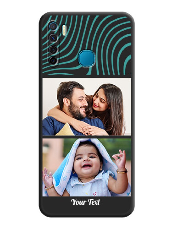 Custom Wave Pattern with 2 Image Holder on Space Black Personalized Soft Matte Phone Covers - Infinix S5 Lite