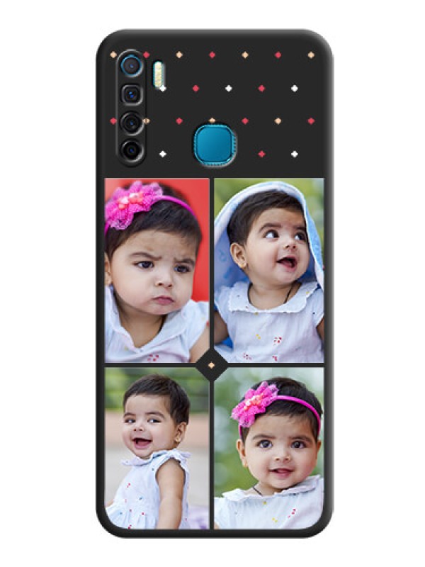 Custom Multicolor Dotted Pattern with 4 Image Holder on Space Black Custom Soft Matte Phone Cases - Infinix S5 Lite