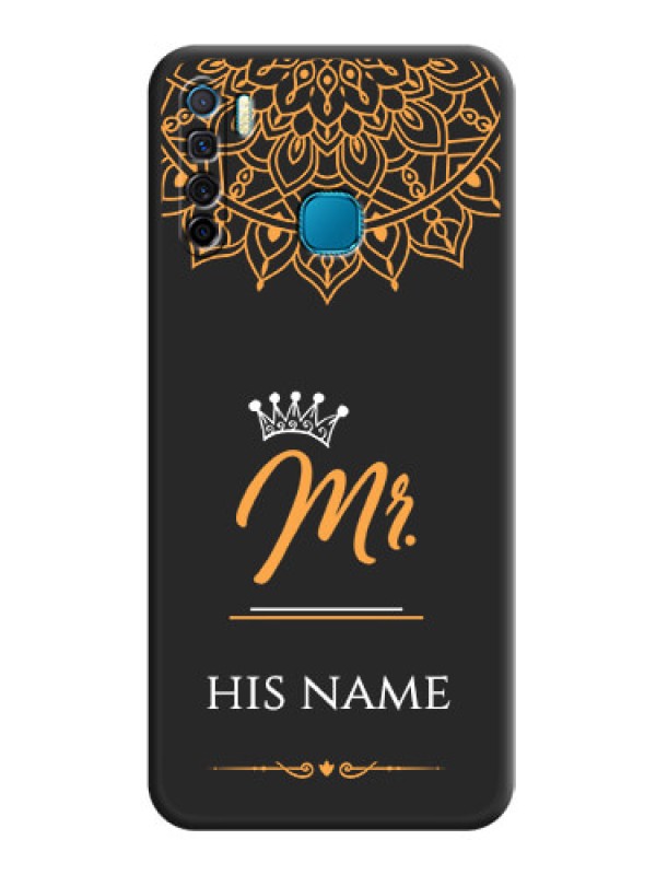 Custom Mr Name with Floral Design  on Personalised Space Black Soft Matte Cases - Infinix S5 Lite