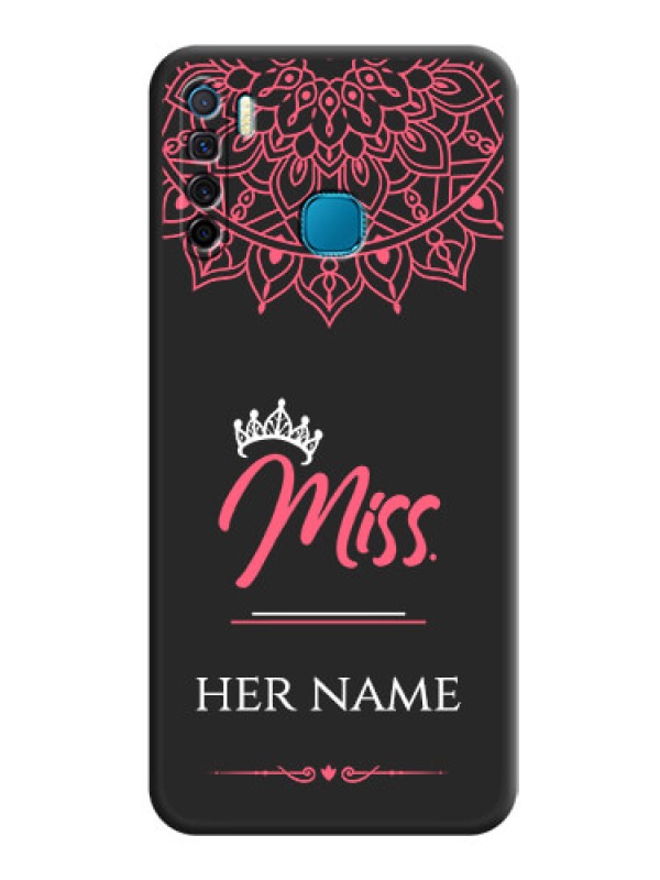 Custom Mrs Name with Floral Design on Space Black Personalized Soft Matte Phone Covers - Infinix S5 Lite