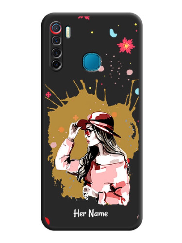 Custom Mordern Lady With Color Splash Background With Custom Text On Space Black Personalized Soft Matte Phone Covers -Infinix S5 Lite