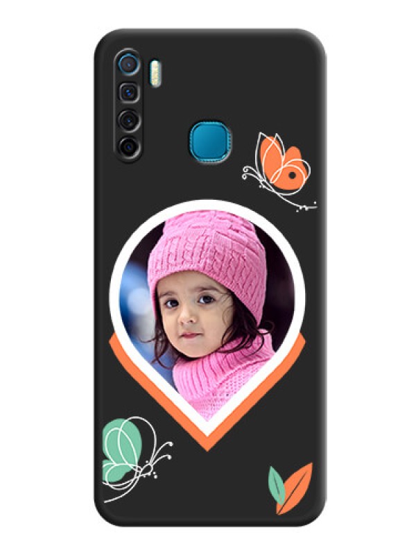 Custom Upload Pic With Simple Butterly Design On Space Black Personalized Soft Matte Phone Covers -Infinix S5 Lite