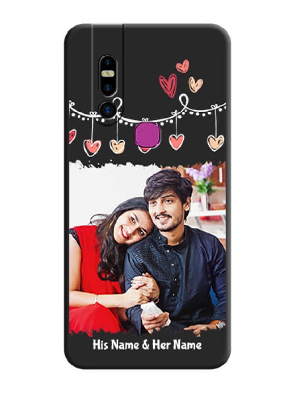 Custom Pink Love Hangings with Name on Space Black Custom Soft Matte Phone Cases - Infinix S5 Pro