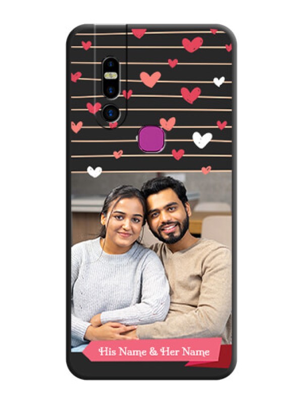 Custom Love Pattern with Name on Pink Ribbon - Photo on Space Black Soft Matte Back Cover - Infinix S5 Pro