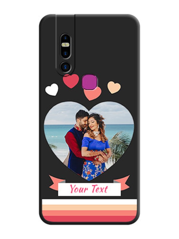 Custom Love Shaped Photo with Colorful Stripes on Personalised Space Black Soft Matte Cases - Infinix S5 Pro
