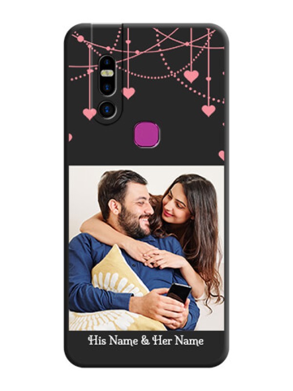 Custom Pink Love Hangings with Text on Space Black Custom Soft Matte Back Cover - Infinix S5 Pro