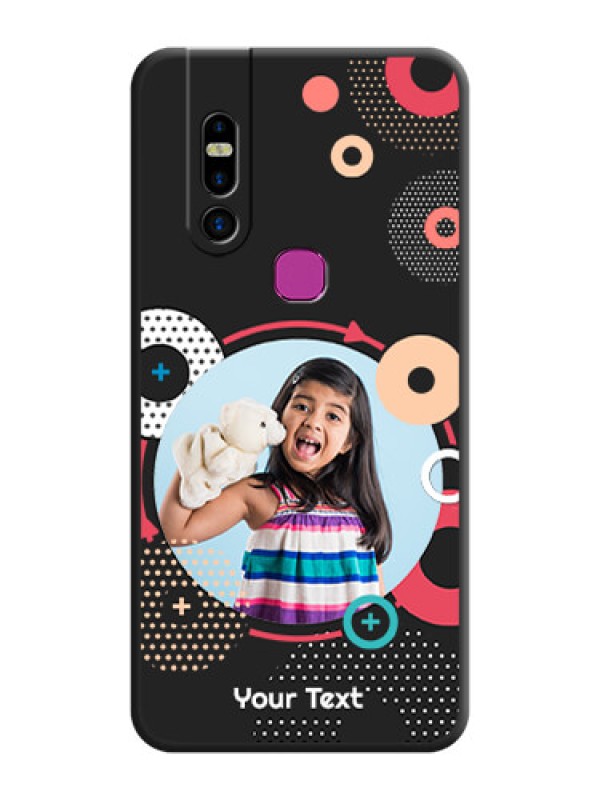 Custom Multicoloured Round Image on Personalised Space Black Soft Matte Cases - Infinix S5 Pro